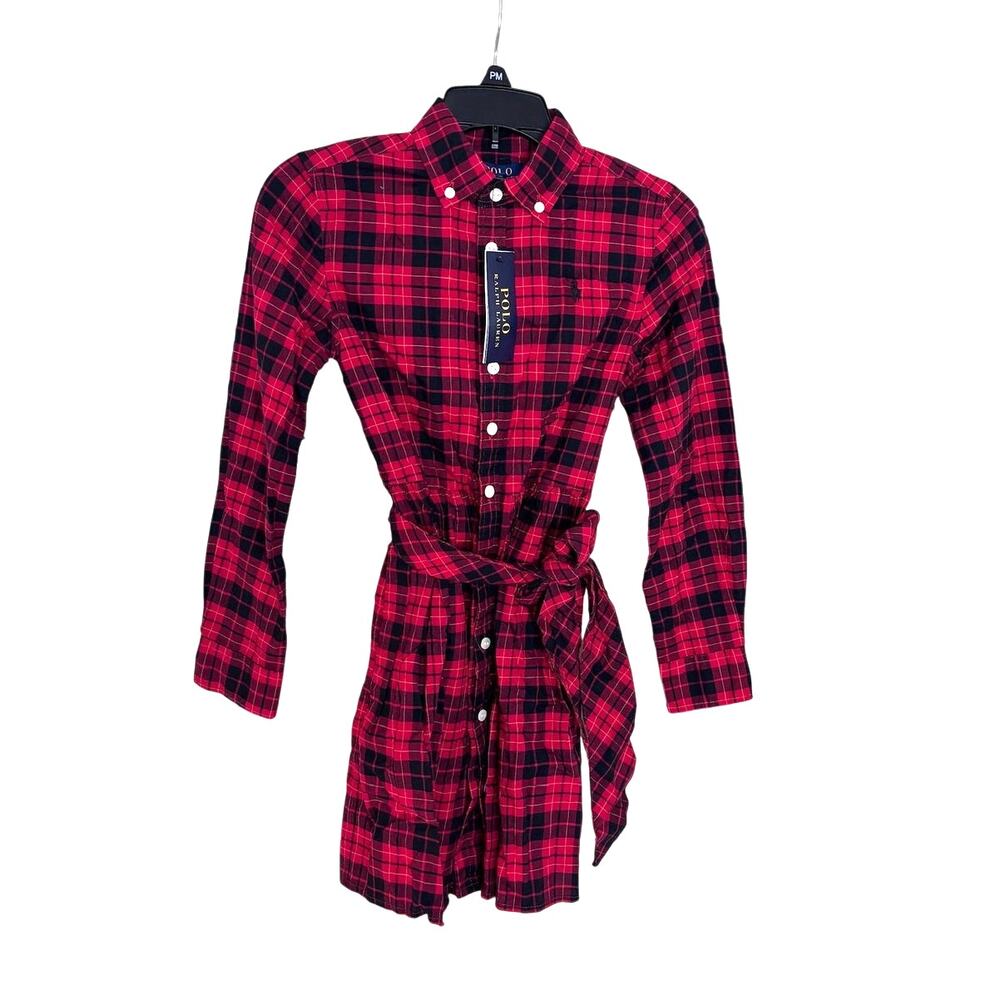 NWT Ralph Lauren Polo Girls Red Plaid Dress Size 7